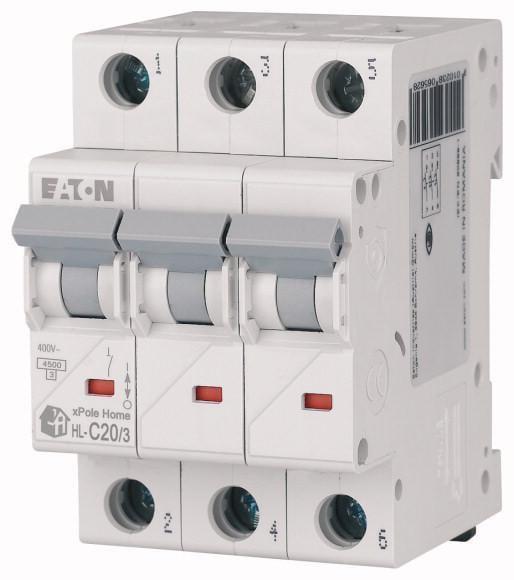 Автоматический выключатель Eaton xHome HL-C20/3 20А трехполюсный/кривая C/Iкз 4,5 кA (194792)