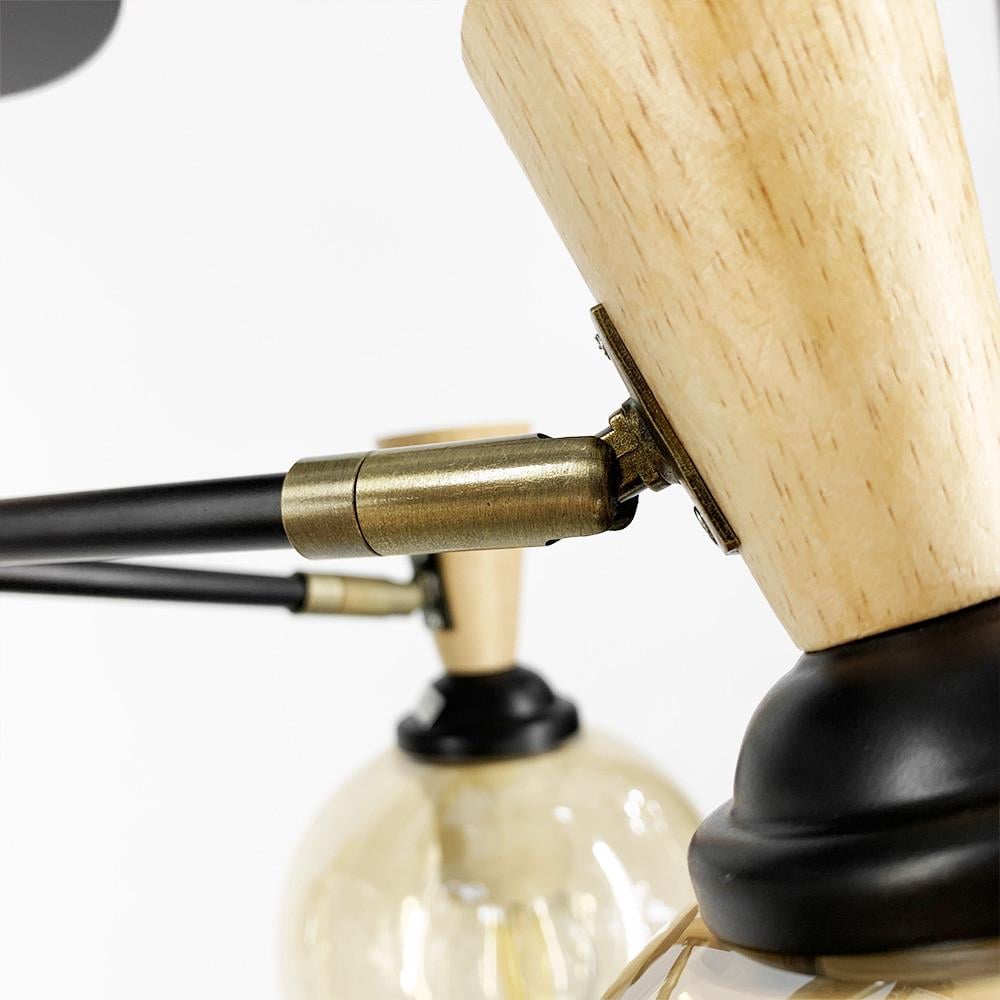 Люстра металева на 5 бурштинових плафонів з елементами дерева (51898/5) - фото 6 Люстра металева на 5 бурштинових плафонів з елементами дерева (51898/5) - фото 6