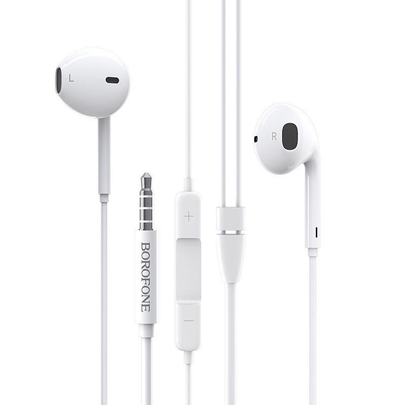 Наушники проводные Borofone BM30 вкладыши с микрофоном White