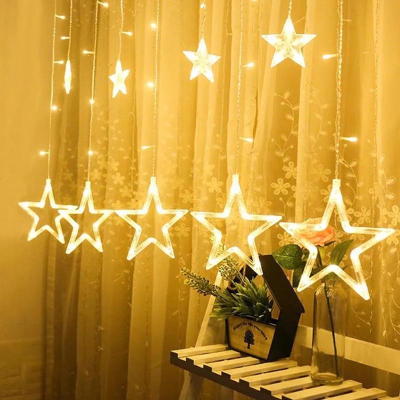 Новогодняя Гирлянда Звездный Занавес 2,5х1 м Теплый Белый