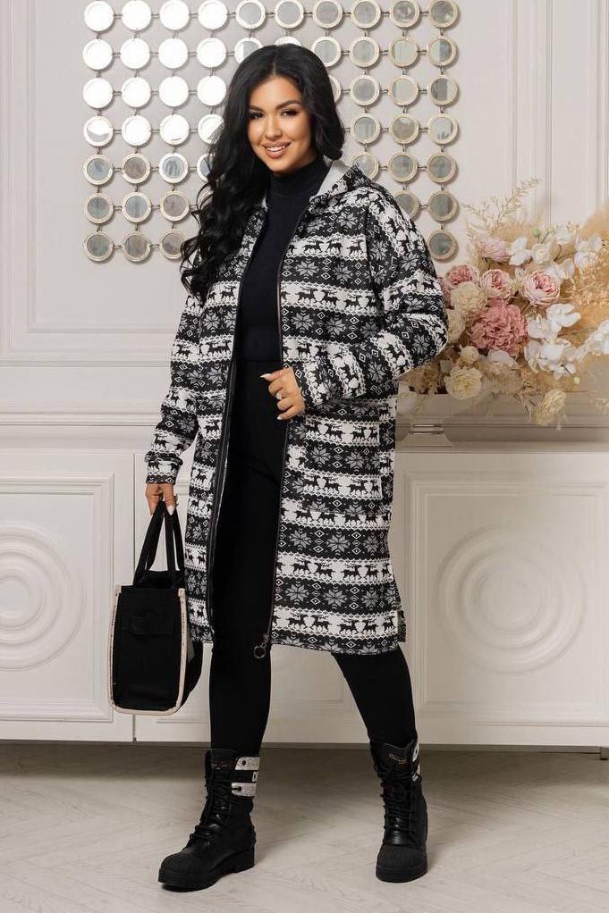 Кардиган жіночий 6XL-7XL Чорний (193517) - фото 2 Кардиган жіночий 6XL-7XL Чорний (193517) - фото 2