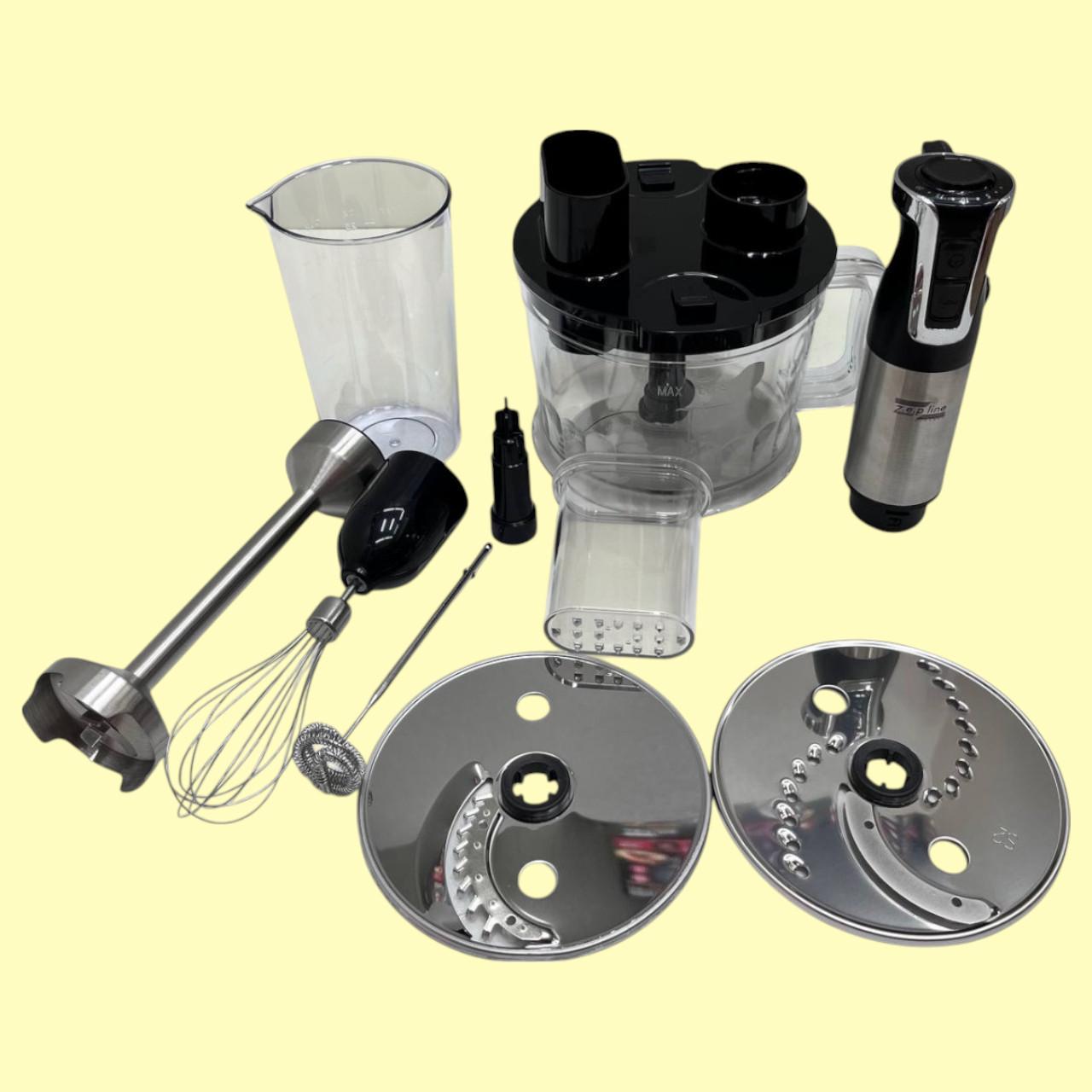 Блендер занурювальний Zepline ZP-797 з насадками для шаткування/змішування/подрібнення/збивання 1500 Вт 1,5 л Чорний (є65) - фото 2 Блендер занурювальний Zepline ZP-797 з насадками для шаткування/змішування/подрібнення/збивання 1500 Вт 1,5 л Чорний (є65) - фото 2