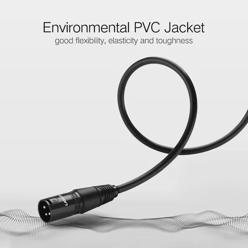 Мікрофонний кабель XLR Male to Female 3-pin UGREEN AV130 Cannon 3 метри чорний (20711) - фото 3