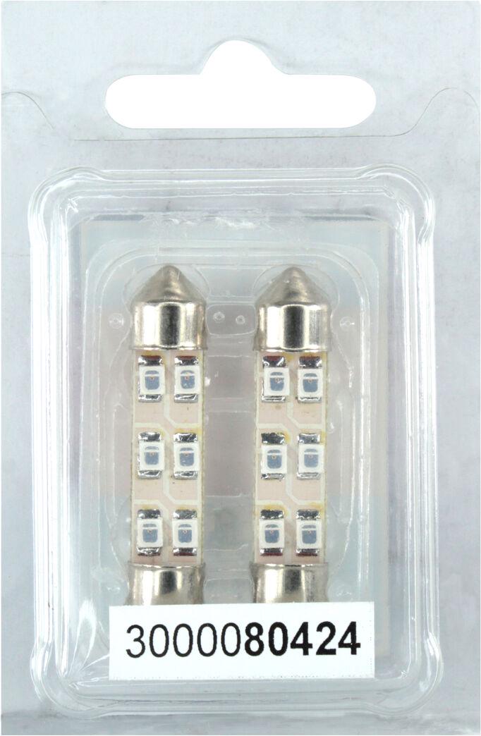 Лампочка FUTURA 2-х цокольная LED T11 C8W SMD 6 диодов 24 V-0,7 Вт SV8.5-8 41 мм 2 шт. Красный Лампочка FUTURA 2-х цокольная LED T11 C8W SMD 6 диодов 24 V-0,7 Вт SV8.5-8 41 мм 2 шт. Красный