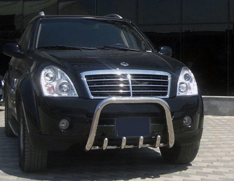 Кенгурятник QT006 CAN для SsangYong Rexton I 2001-2017 гг. нержавеющая сталь Хром