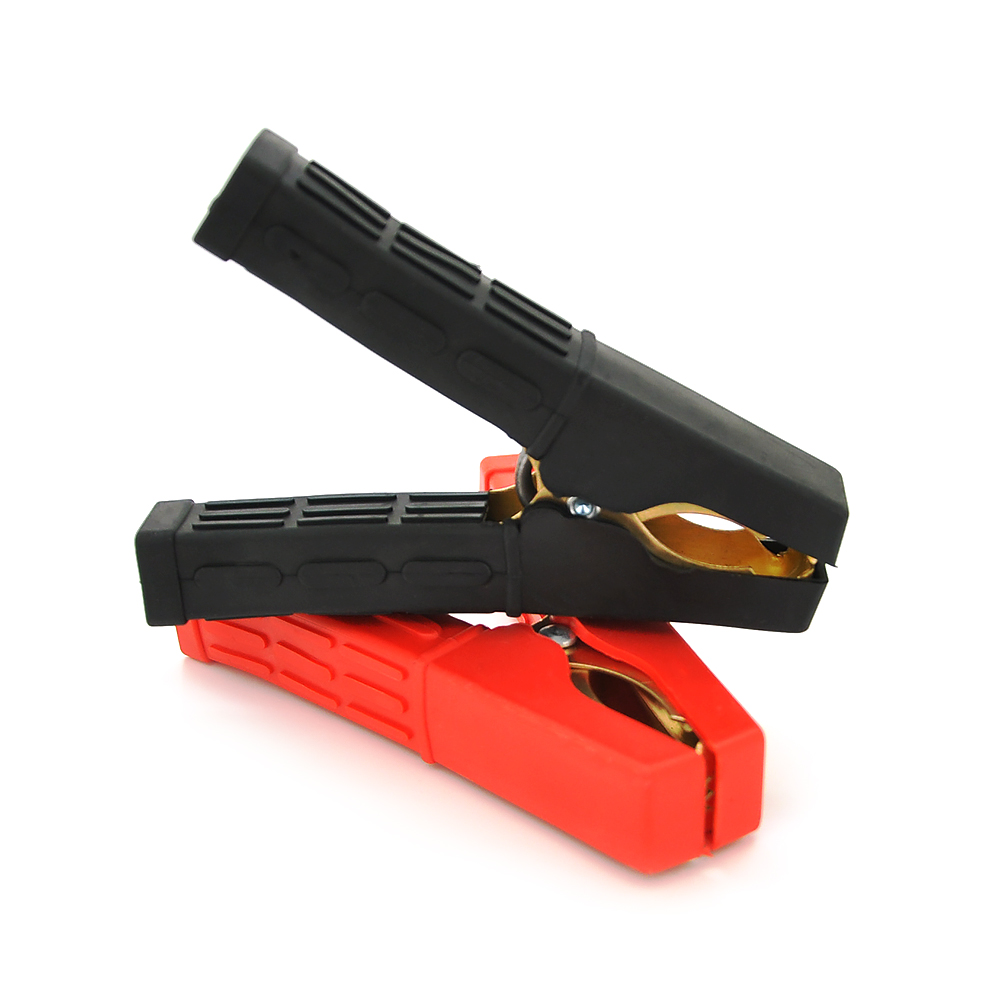 Набір акумуляторних затискачів крокодили 100А гумовий рифлений кожух мідне покриття Q2 100 мм Чорний (YUT_V7026)