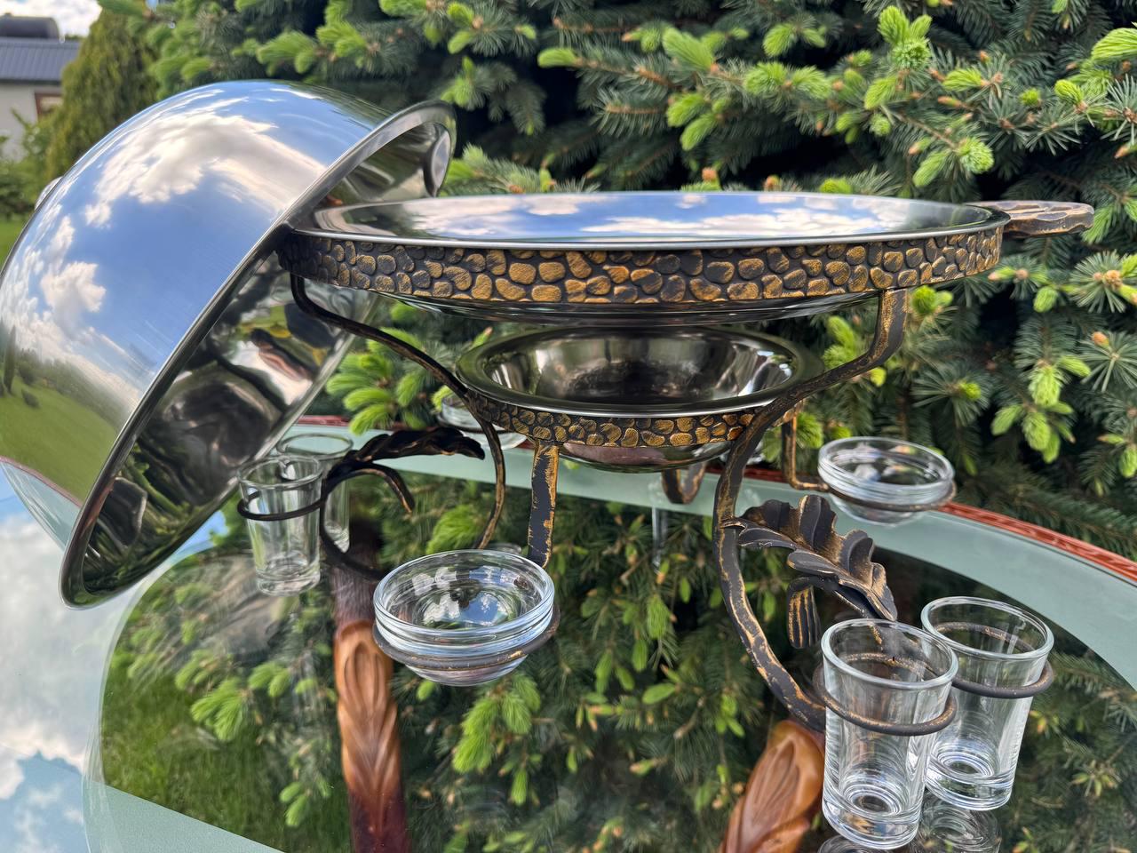 Садж для шашлику Камінь із соусницями та скляними чарками 36 см - фото 5 Садж для шашлику Камінь із соусницями та скляними чарками 36 см - фото 5