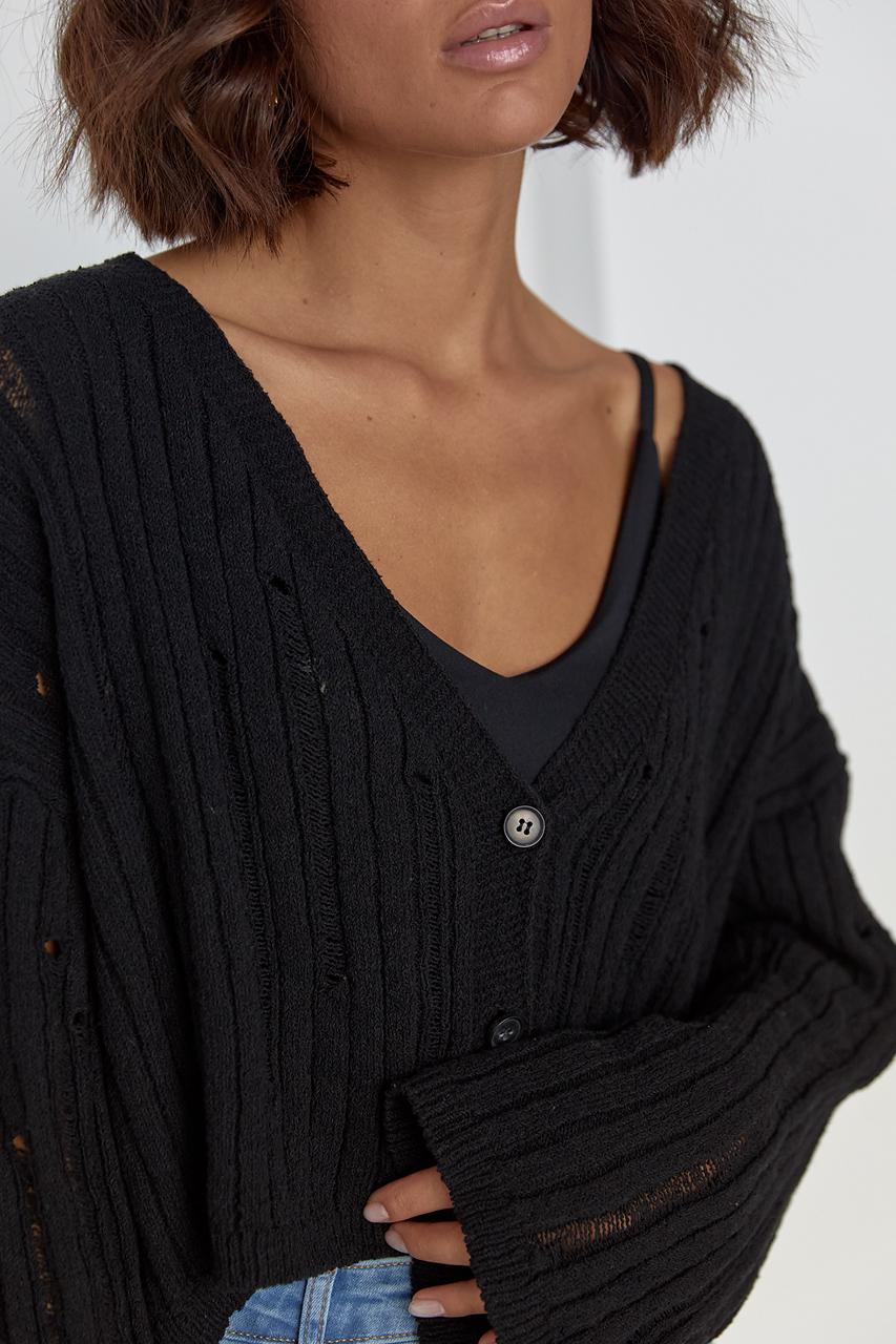 Кардиган жіночий у стилі гранж S Чорний (11643843) - фото 4 Кардиган жіночий у стилі гранж S Чорний (11643843) - фото 4