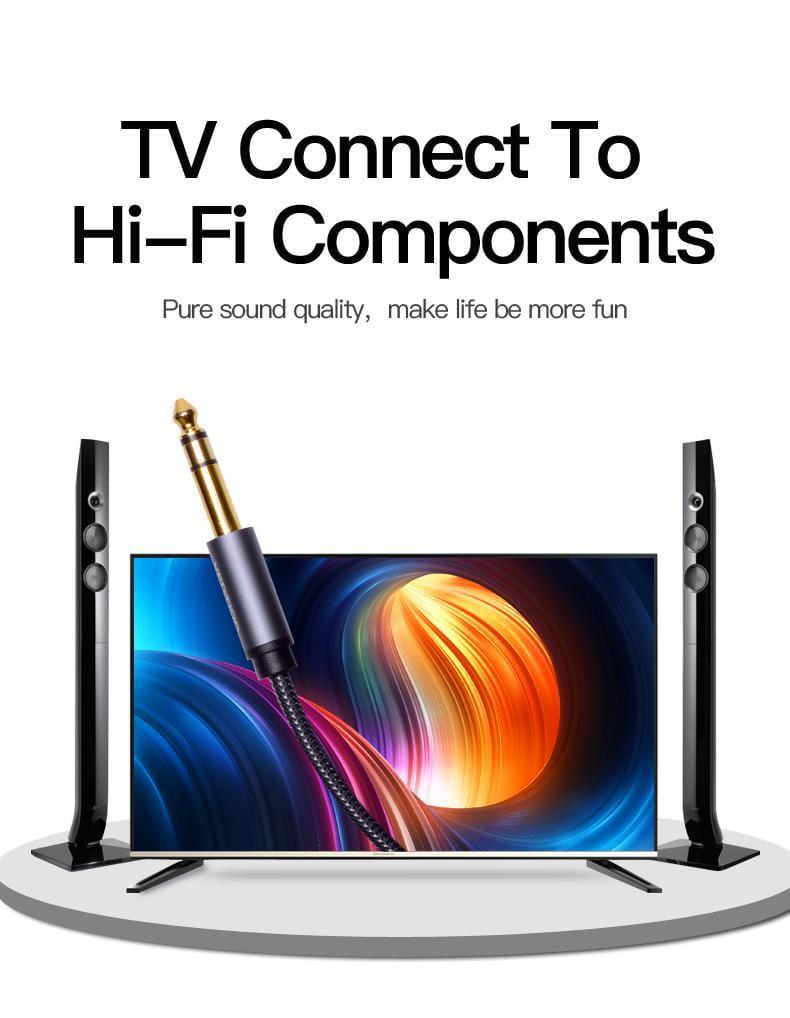 Кабель Vention 6.5 мм Jack-3.5 мм minijack HiFi стерео AUX на 6.35 мм в оплітці TRS 10 м Чорний (BAIHL) - фото 6