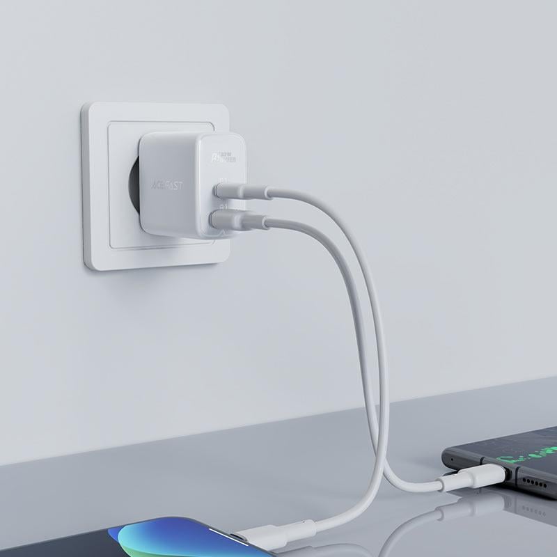 Зарядное устройство для телефона ACEFAST A5 USB Type-C/USB-A 2.4 А Белый - фото 3