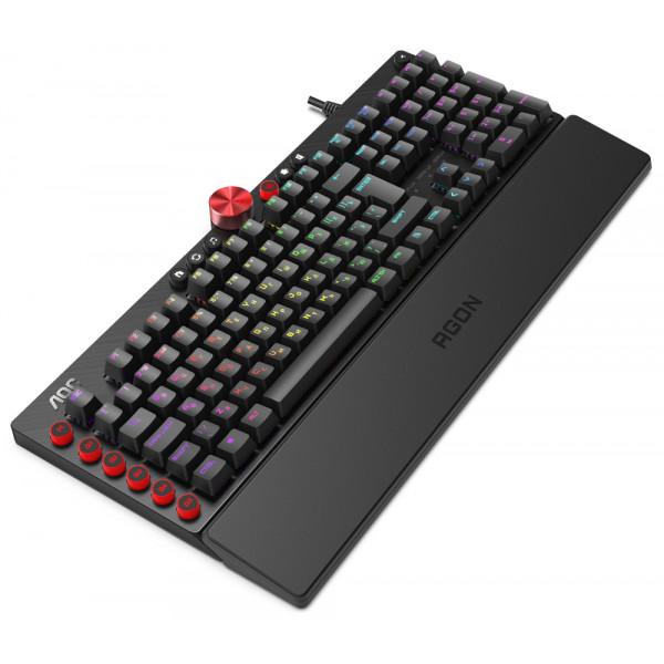 Клавиатура игровая механическая AOC AGK700DR2R gaming RGB USB Cherry Red Switch подставка (585237) - фото 3