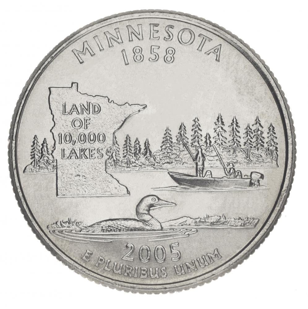 Коллекционная монета США 25 центов 2005 P Штаты и территории - Миннесота UNC (KM#371) Коллекционная монета США 25 центов 2005 P Штаты и территории - Миннесота UNC (KM#371)