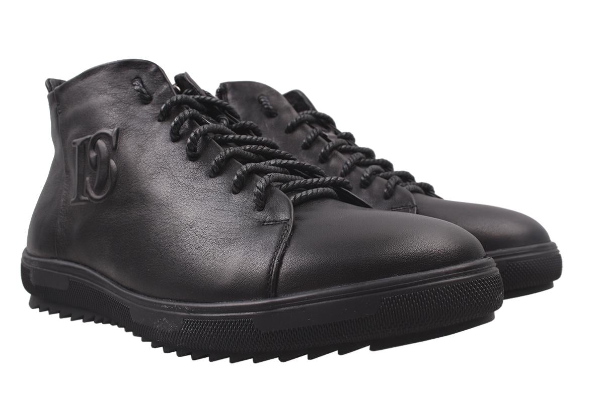 Ботинки мужские Davis из кожи на низком ходу на шнуровке р. 42 Черный (101-9/22ZHC)