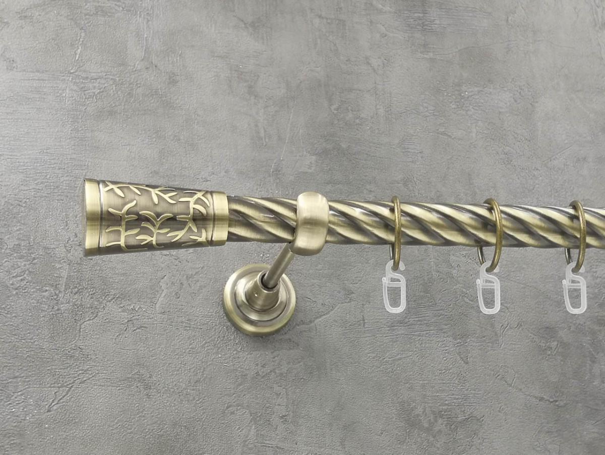 Карниз Quadrum Севілія кручена штанга одинарний відкритий 25 мм 320 см Антик (262042216)