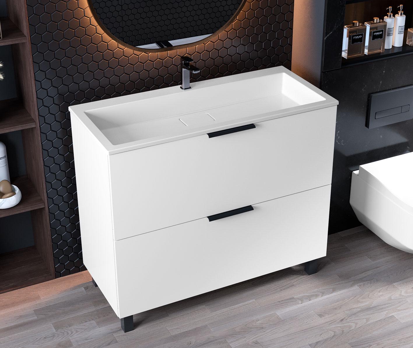 Тумба напольная для ванной комнаты Luxor Sena 100 с умывальником Imperio Low 100 см Белый (36618555) Тумба напольная для ванной комнаты Luxor Sena 100 с умывальником Imperio Low 100 см Белый (36618555)