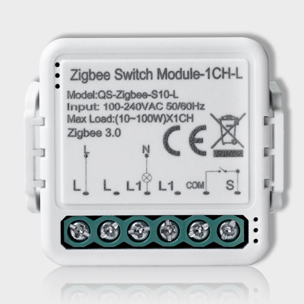 Реле одноканальное без нулевой линии Tuya ZigBee (QS-ZigBee-S10-L)