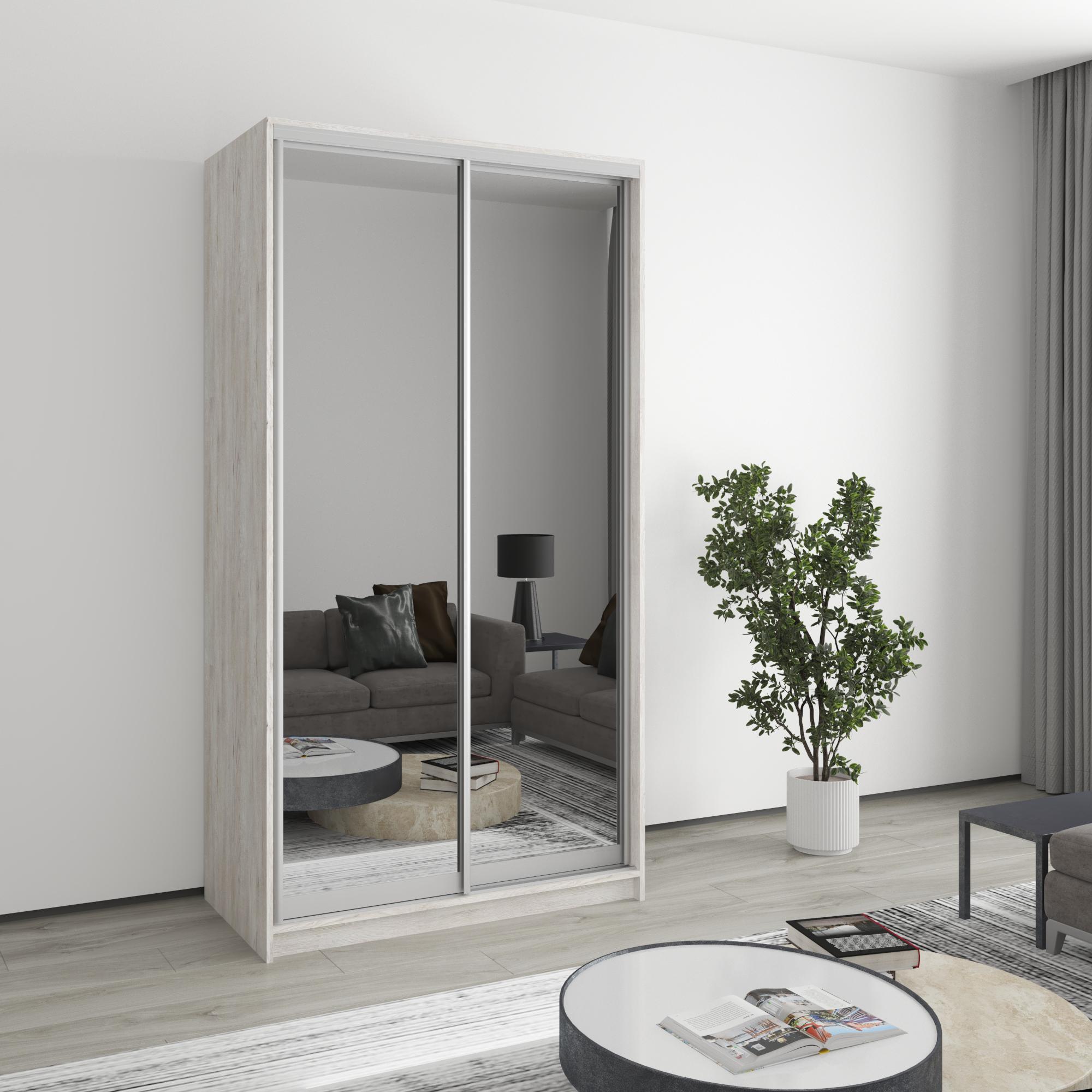 Шкаф-купе двухдверный MebelStar Стандарт AL 2 зеркала 110x60x210 см Аляска серый (MBS-2559) Шкаф-купе двухдверный MebelStar Стандарт AL 2 зеркала 110x60x210 см Аляска серый (MBS-2559)