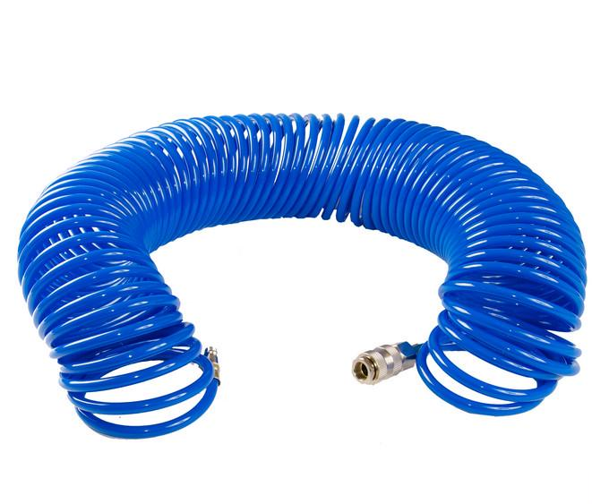 Шланг спиральный пневматический Mastertool PU с быстросъемными соединениями 15 атм 5,5х8 мм 20 м