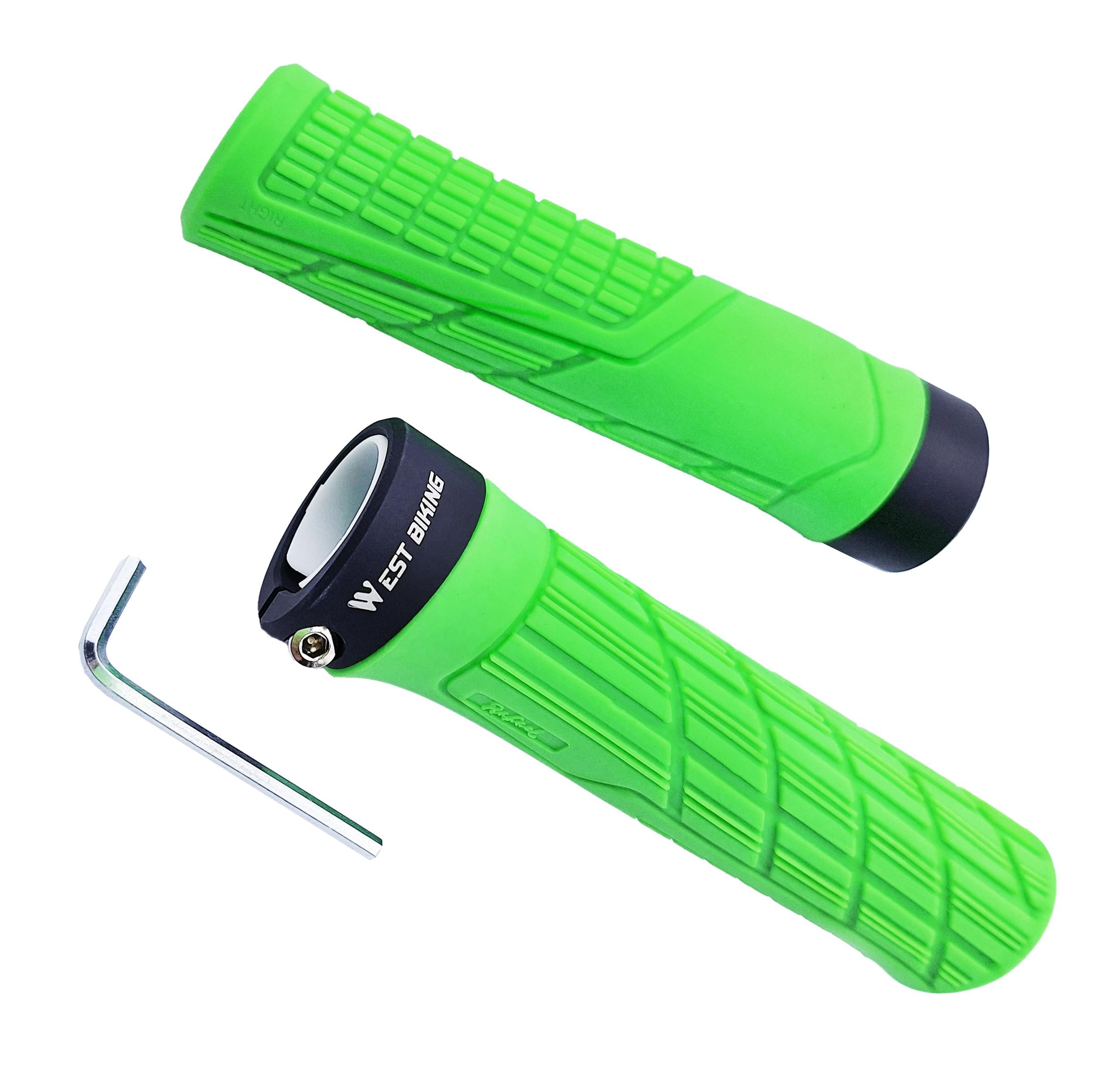 Грипсы West biking YP0804063 эргономичные 135 мм с алюминиевым замком Салатовый (G0000979)