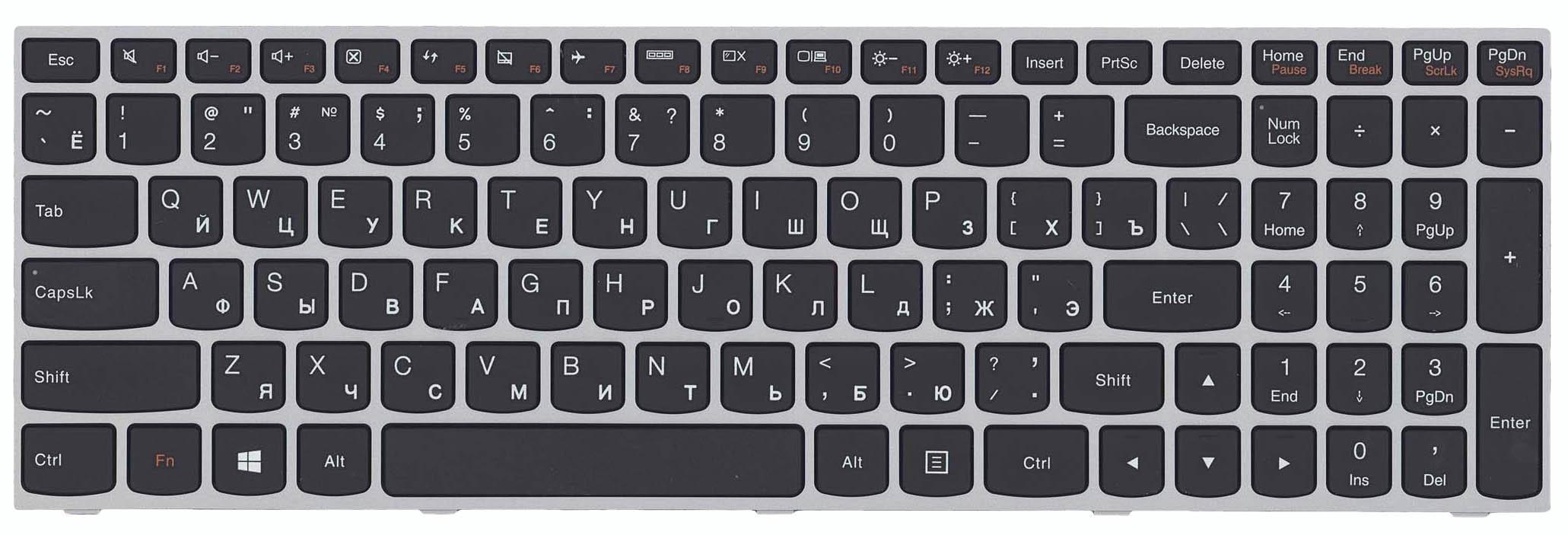 Клавиатура для ноутбука Lenovo IdeaPad G50-70/G50-30 Gray Frame Black