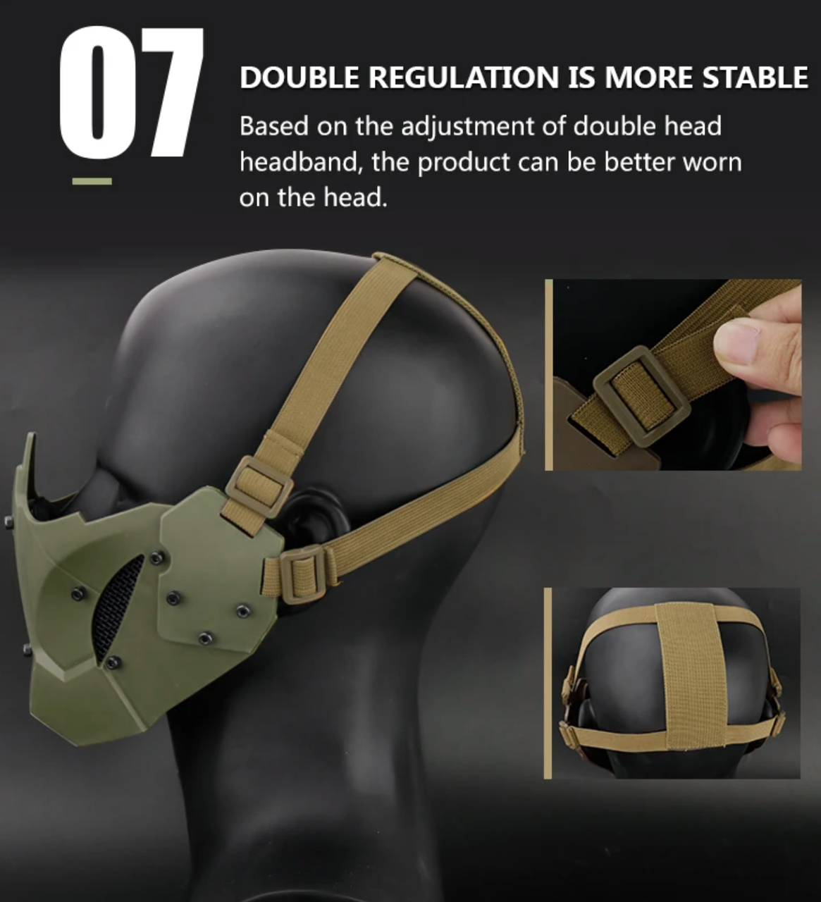 Маска Iron Warrior з кріпленням до шолома Airsoft Зелений (MK001014) - фото 11