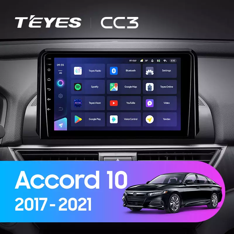 Автомагнитола штатная Teyes CC3 для Honda Accord 10 CV X 2017-2021 Android CC3 3/32 Гб Wi-Fi/4G вариант B (1648778057) - фото 3