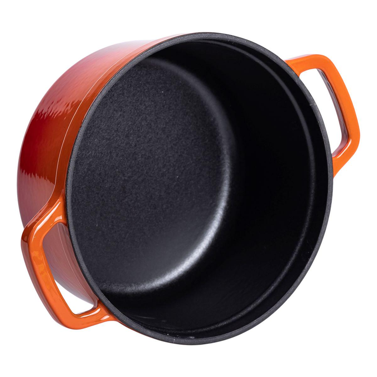 Кастрюля чугунная эмалированная с крышкой 20 см 2 л Оранжевый (6808) - фото 8 Кастрюля чугунная эмалированная с крышкой 20 см 2 л Оранжевый (6808) - фото 8