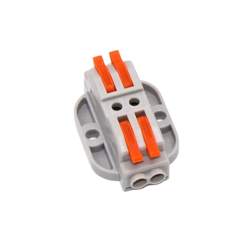 Клемма проходная Tactix 0,08-4 мм2 32А 2х1-2х1 одинарная 41,5х25,7х14,8 мм рычаг крепеж 3,1 мм Оранжевый (223-2P)