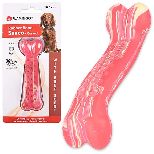 Іграшка для собак жувальна Flamingo Rubber Saveo Curved Bone смак яловичини (519526) - фото 2