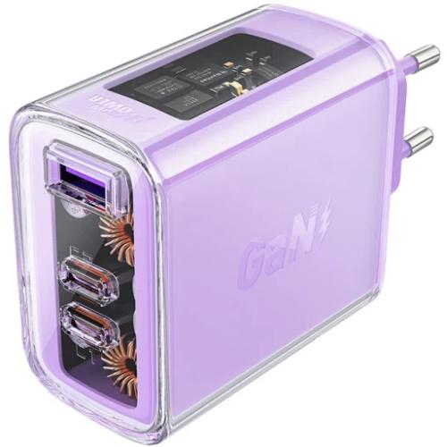 Зарядное устройство Acefast A45 65W 2xType-C 1xUSB Gan Fast Charger Alfalfa Purple (6974316282075) Зарядное устройство Acefast A45 65W 2xType-C 1xUSB Gan Fast Charger Alfalfa Purple (6974316282075)