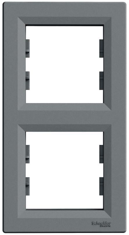 Рамка двухместная вертикальная Schneider Electric Asfora Стальной (00000007556)