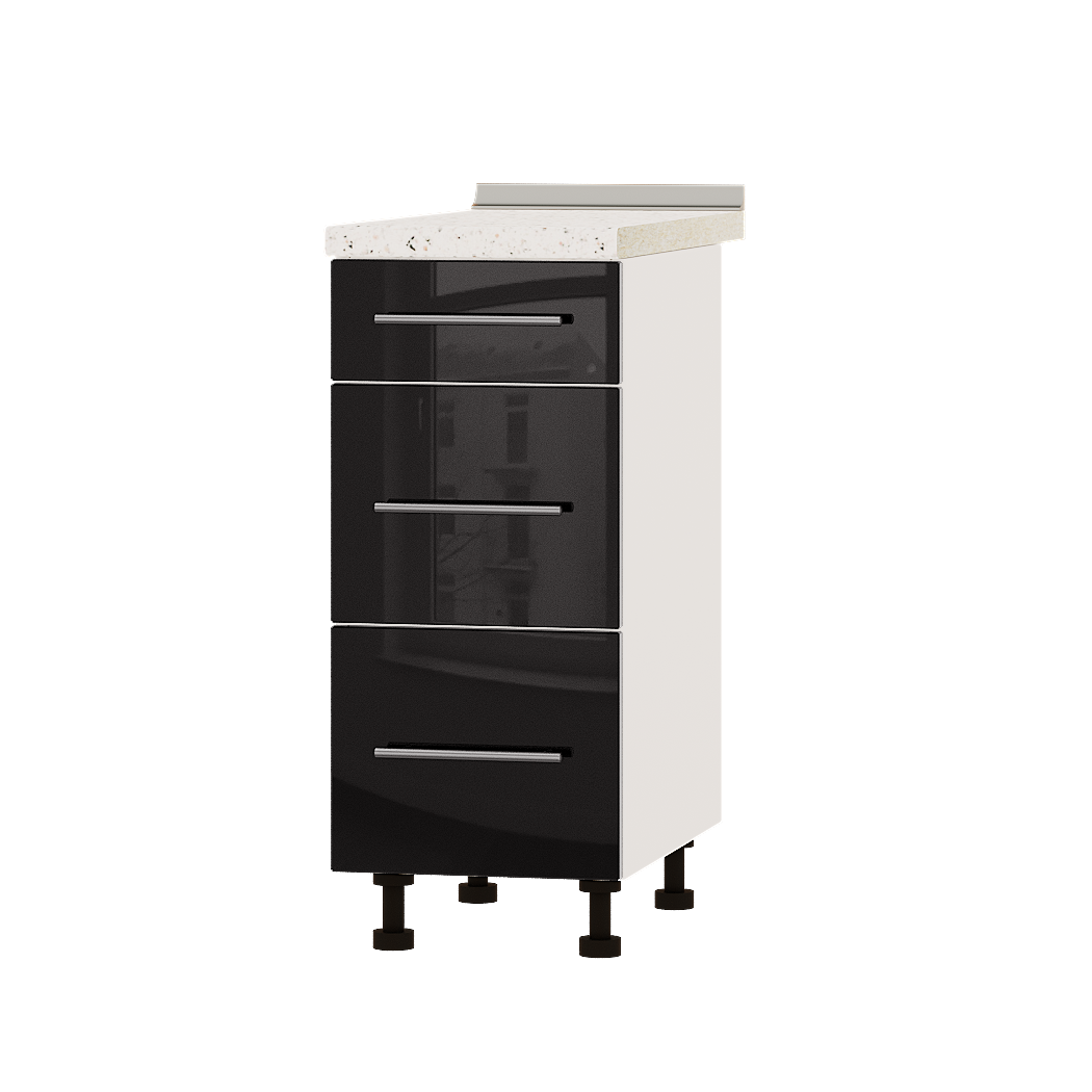 Шкаф нижний Эверест Акрил модуль Низ Н87-350 35х47х85 см Черный глянец/Белый (02155)