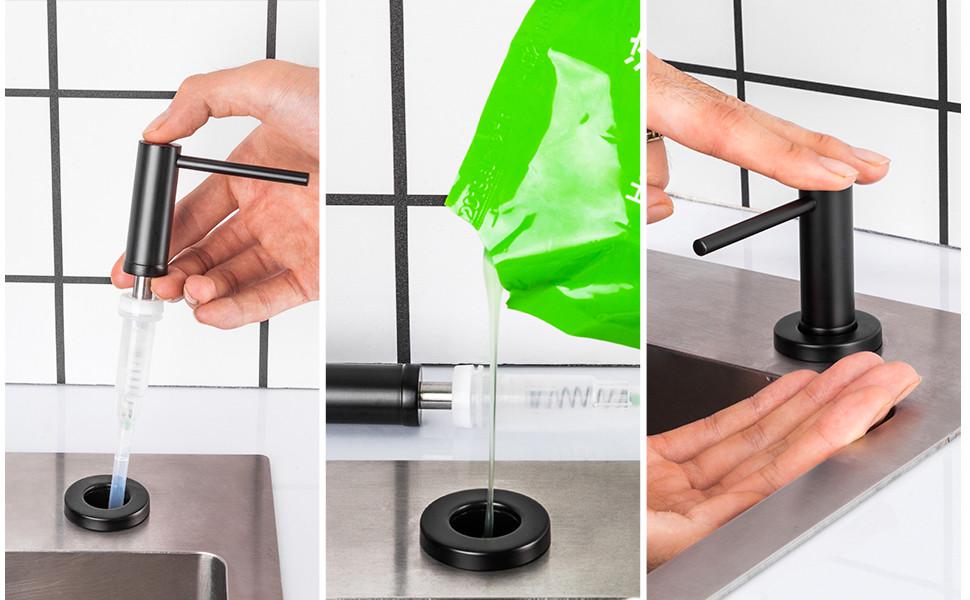 Дозатор для кухонної в мийки або стільниці Disfact DF-40 з нержавіючої сталі Чорний (2888) - фото 5