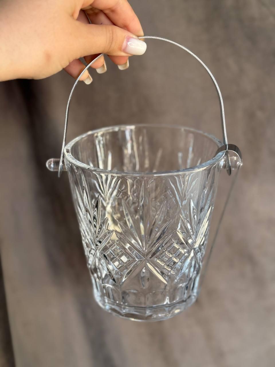 Ведро льда YIWU Ice Bucket стеклянное со щипцами 1 л Прозрачный (HP-19-22GLASS) - фото 3