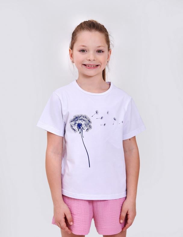 Футболка детская для девочки Smil 95 cotton стрейч-кулир 134 см Белый (110812)