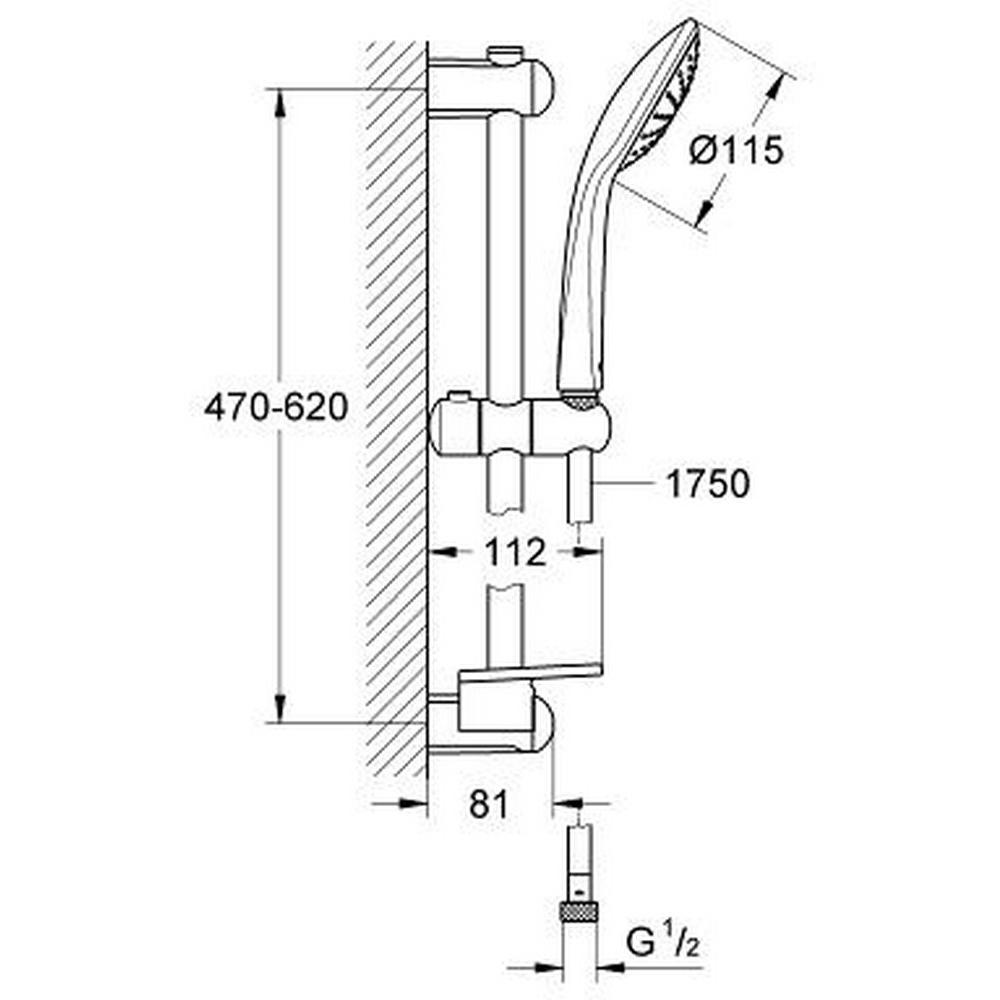 Душовий комплект Grohe Euphoria 110 Mono 27266001 із штангою Хром (111056) - фото 2