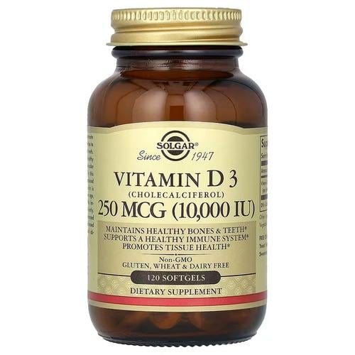 Витамин D Solgar Vitamin D3 10,000 IU 120 Softgels (SOL-35872)