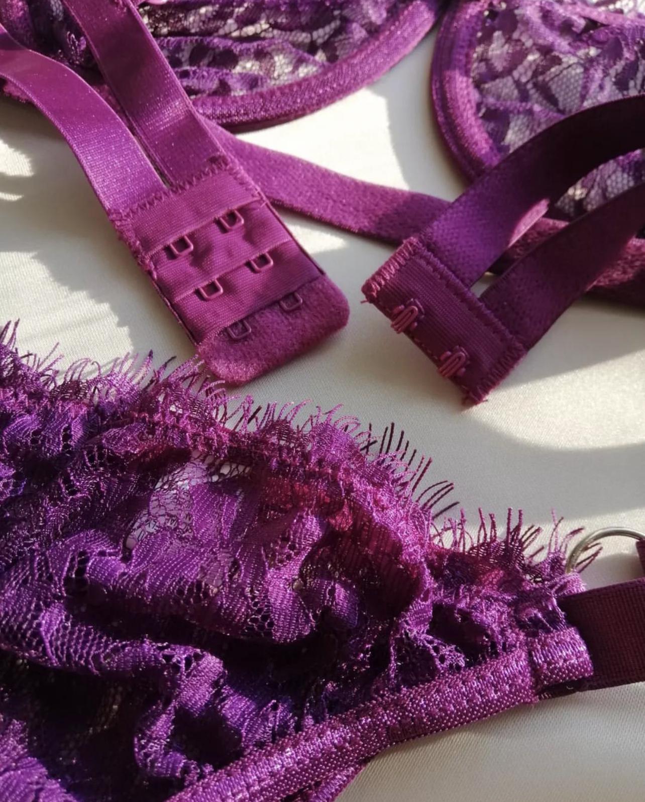 Комплект білизни мереживний балконет ліф та трусики S Сливовий (0038S) - фото 7