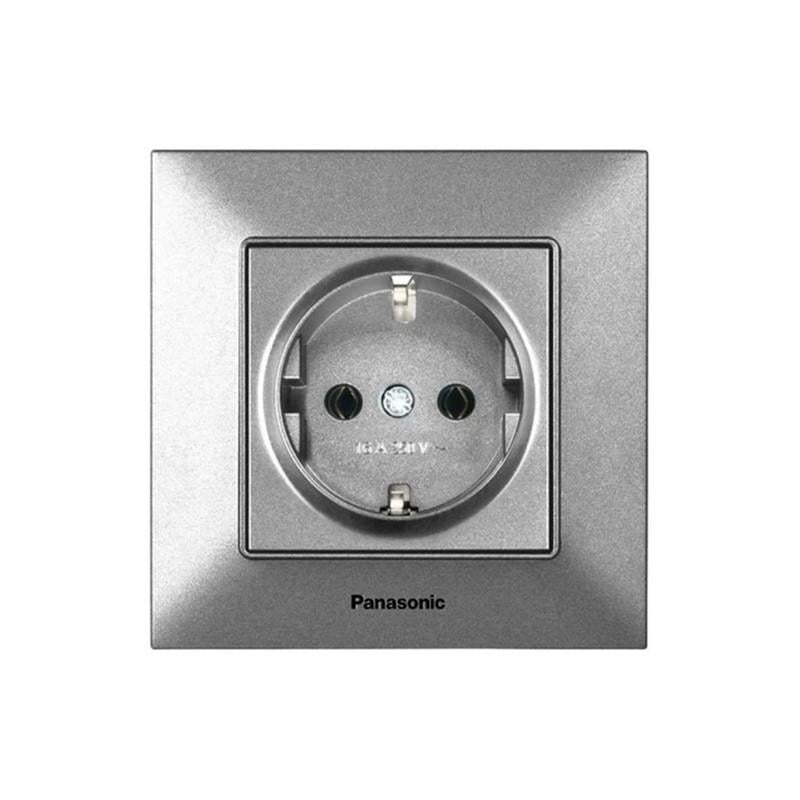 Розетка с заземлением Panasonic Arkedia Slim ABS Серебристый (WNTC02022S UA1)