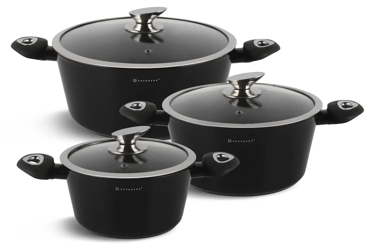 Набор кастрюль Edenberg EB-7423 литой алюминий/мраморное антипригарное покрытие/индукционное дно 8 пр. Черный (ML-05381) Набор кастрюль Edenberg EB-7423 литой алюминий/мраморное антипригарное покрытие/индукционное дно 8 пр. Черный (ML-05381)