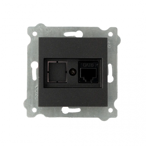 Механизм розетки компьютерной Exen CAT6 Черный