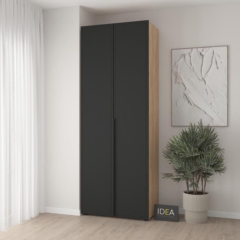 Шафа для одягу Idea С-7.1 з двома штангами Дуб крафт/Чорний (1817) - фото 1