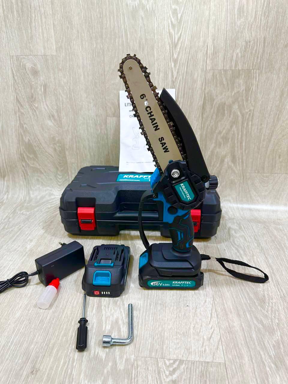 Пила ланцюгова Krafftec 36V 4Ah 1000 Вт АКБ 2 шт. в кейсі (27369375) - фото 14