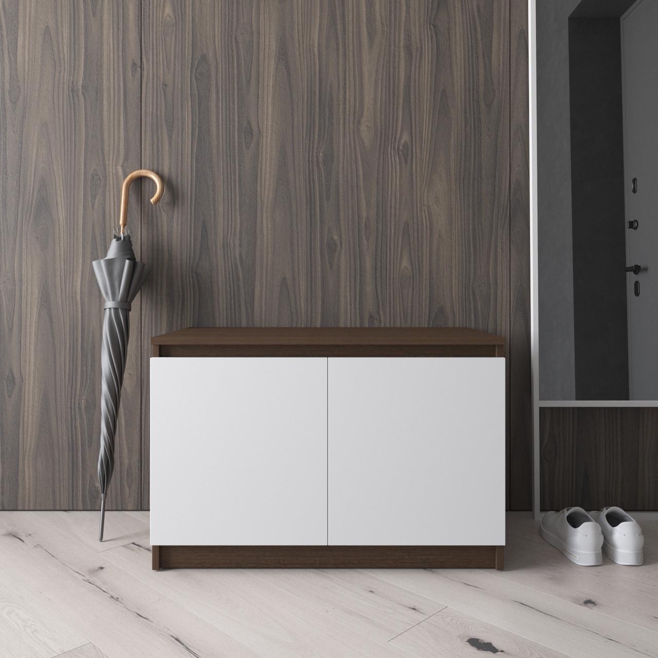 Тумба для взуття Вайс R-20 802х400х530 мм Венге Темний/Білий фасад (30718880) - фото 1 Тумба для взуття Вайс R-20 802х400х530 мм Венге Темний/Білий фасад (30718880) - фото 1