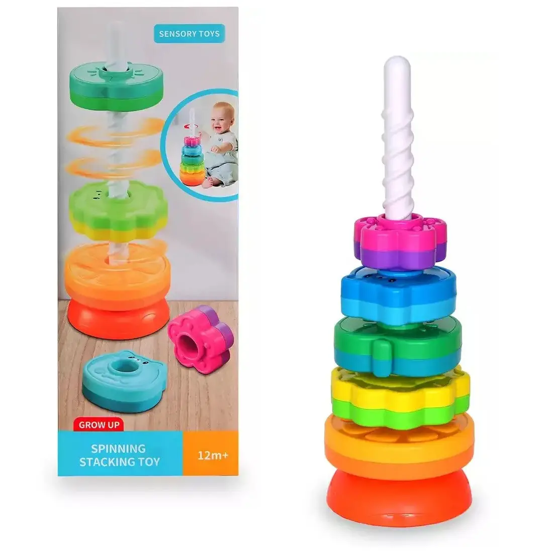 Детская развивающая пирамидка Fun Game 36403 винтовая тактильная с шестернями (2984951681)