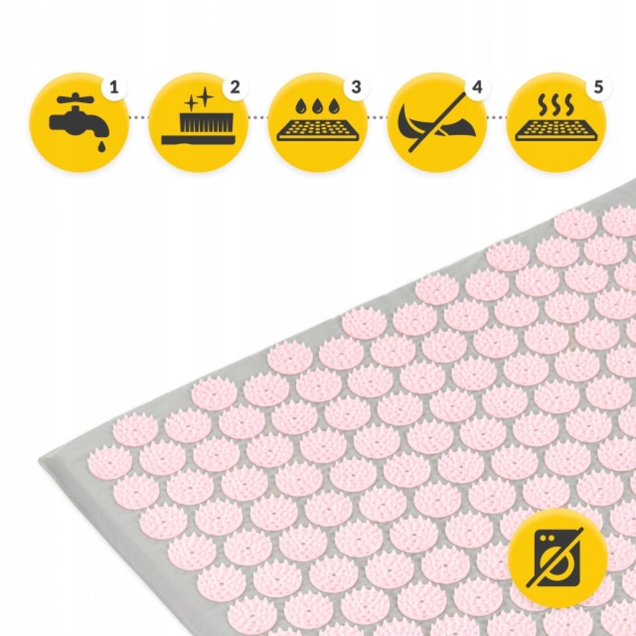 Коврик акупунктурный с подушкой 4fizjo Eco Mat аппликатор Кузнецова Grey/Pink (P-5907739312174) - фото 3