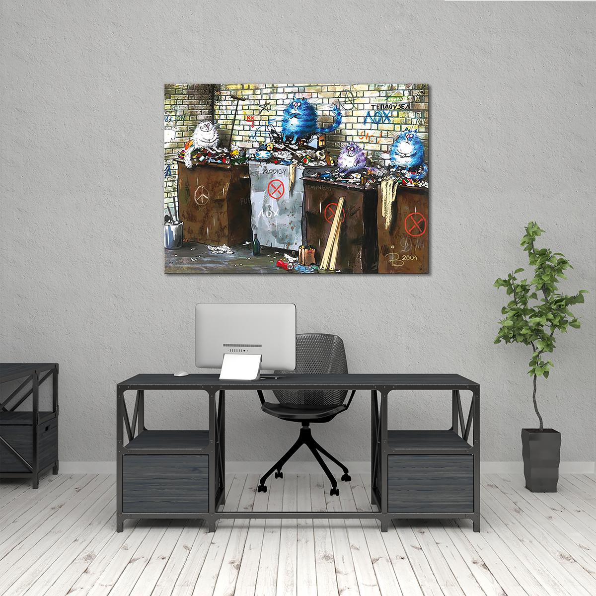 Модульная картина Коты на мусорке 1 модуль 70x105 см