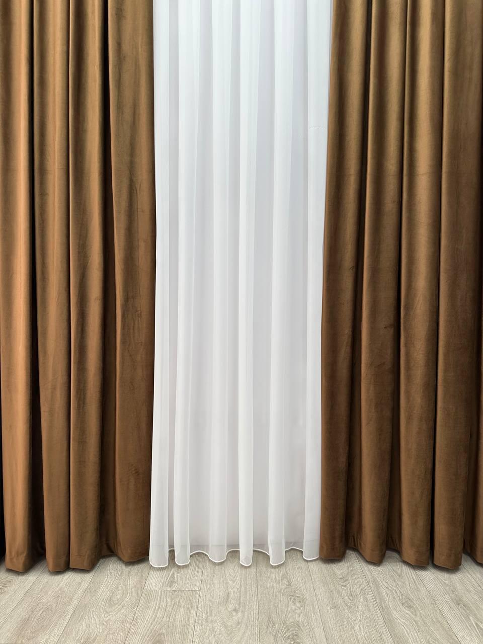 Штора велюрова на тасьмі 6 см 300x250 см Коричневий (6319-N17-Т43) - фото 6 Штора велюрова на тасьмі 6 см 300x250 см Коричневий (6319-N17-Т43) - фото 6