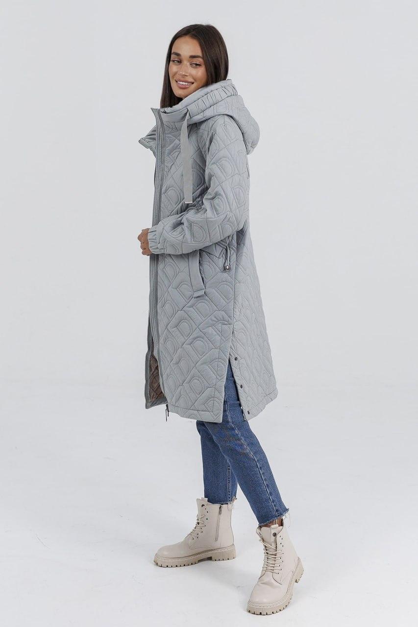 Куртка-пальто на флісі з рукавами-реглан р. 54 Блакитний (786c/54) - фото 4