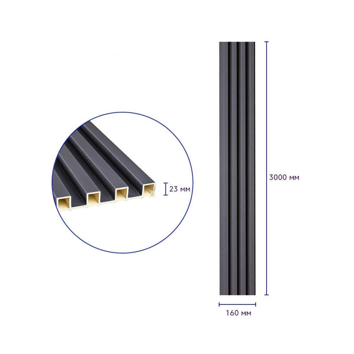 Рельс декоративный WPC стеновой 3000х160х23 мм Черный (SW-00001861) - фото 3 Рельс декоративный WPC стеновой 3000х160х23 мм Черный (SW-00001861) - фото 3